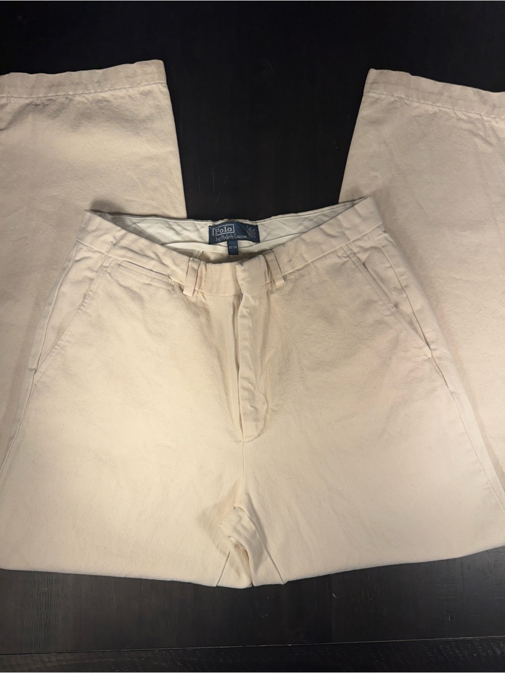 Polo Ralph Lauren Men Vintage Classic Canvas Chino Pants Beige Off White 32x34